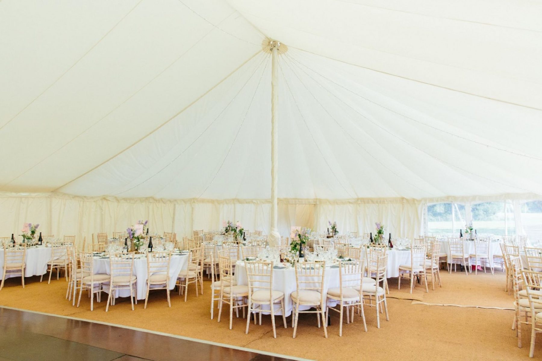 FURNITURE Laura and Andy's Wedding Round ended cream canvas Wigwam Marquees Steyning