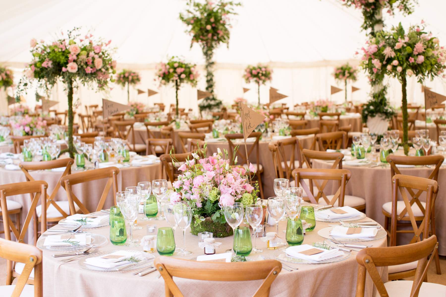 FURNITURE Maisie and Toby wedding marquee sailcloth tent Petworth West Sussex canvas poled marquee