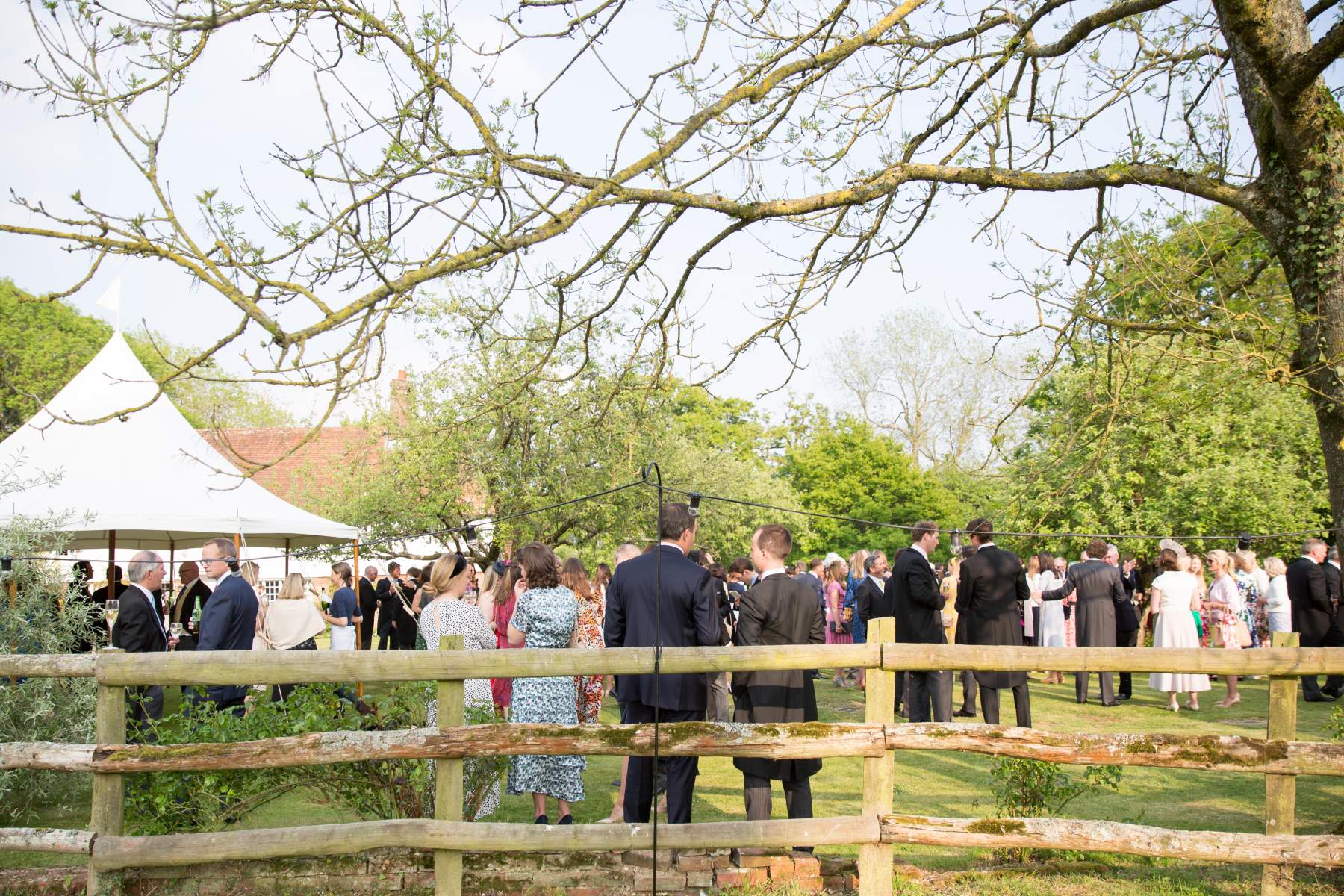 Maisie and Toby wedding marquee sailcloth tent Petworth West Sussex canvas poled reception drinks marquee