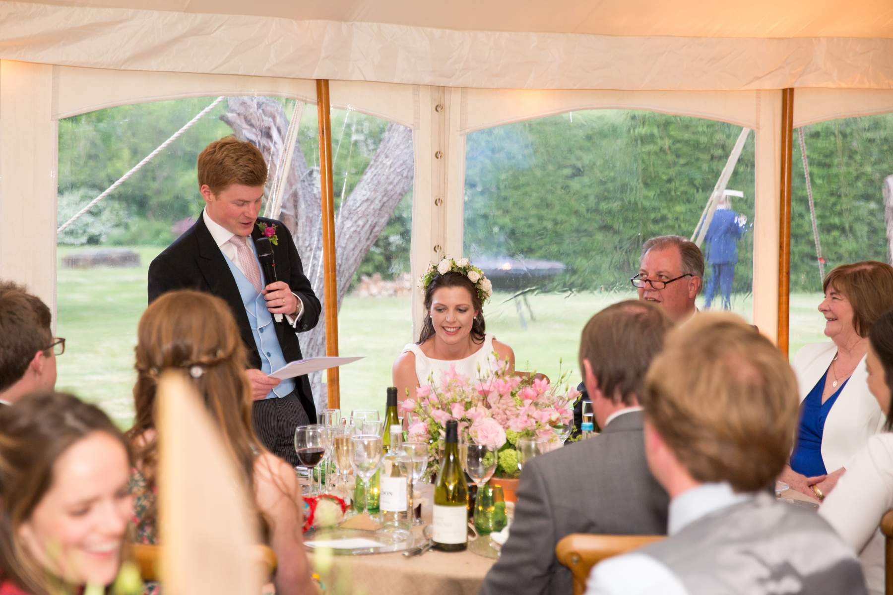 Maisie and Toby wedding marquee sailcloth tent Petworth West Sussex canvas poled reception drinks marquee