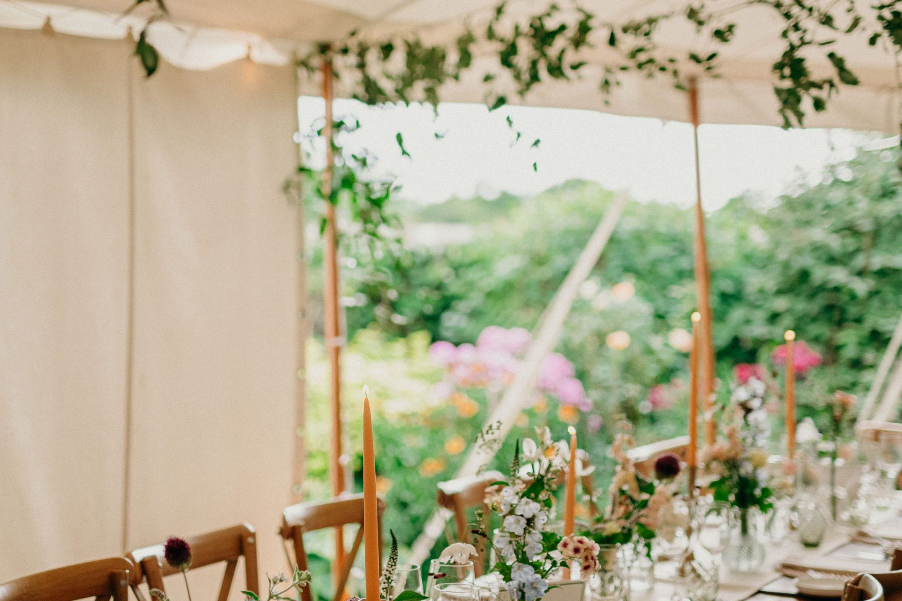 The main tent was engineered beautifully into the garden planting